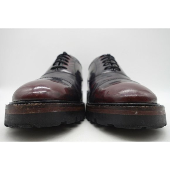 Sweeney London Baehler Burgundy Leather Cap Toe Lace Up Shoes Men\'s 8